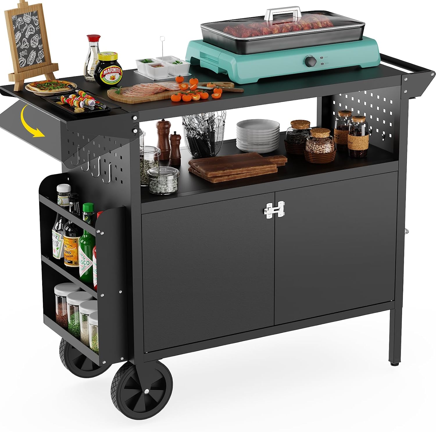 Storage Food Prep - Outdoor Grill Cart Table With Storage