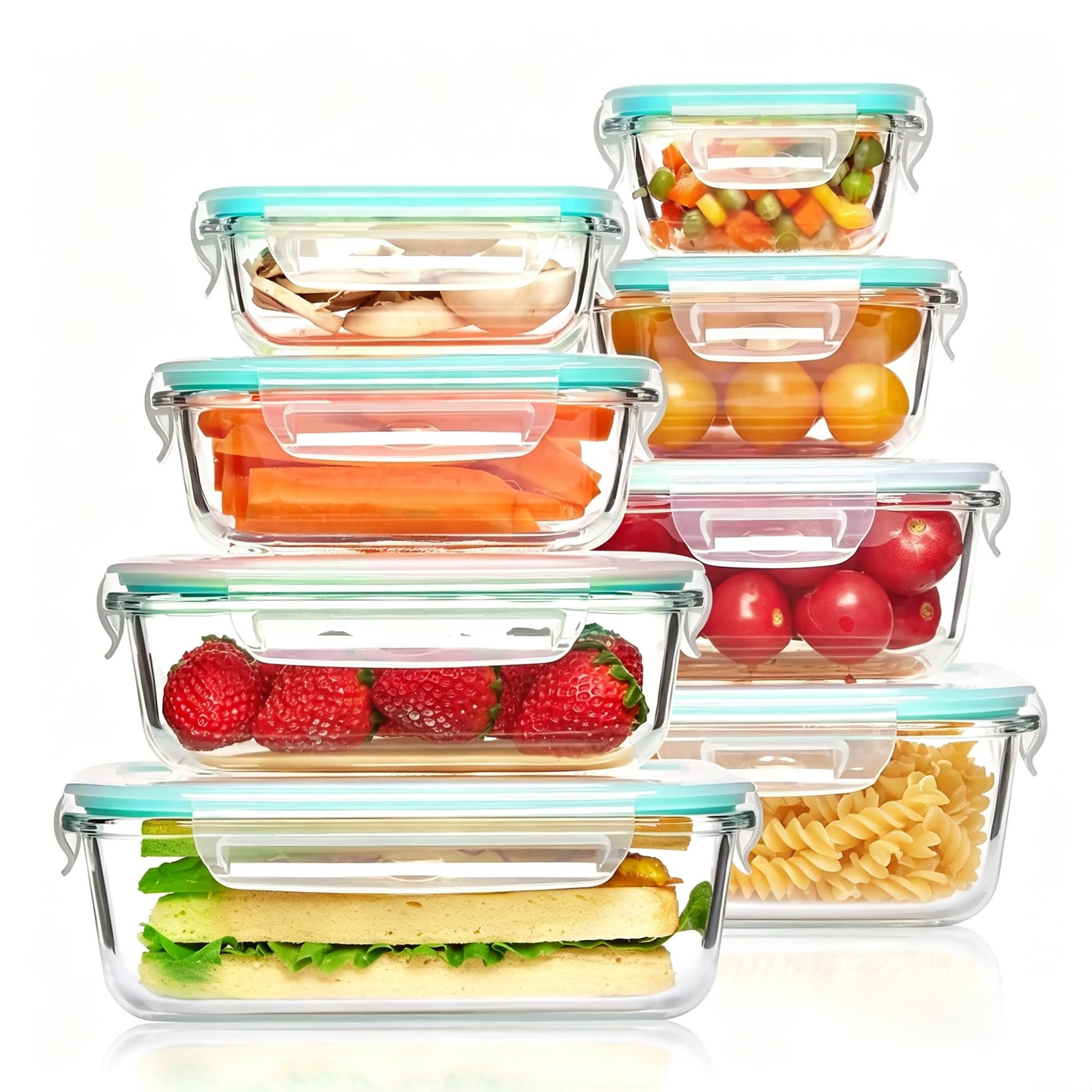 Food Storage Box Large - Portable Glass Kitchen Food Container -