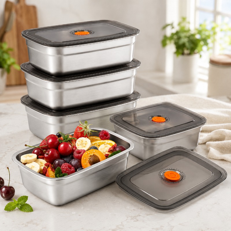 Food Storage Box Large - Stainless Steel Large Capacity Bento Box