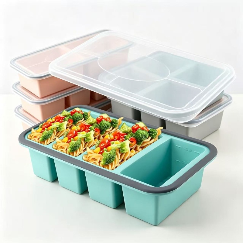 Storage Food Prep - Silicone Freezer Molds with Lid，Soup Ice