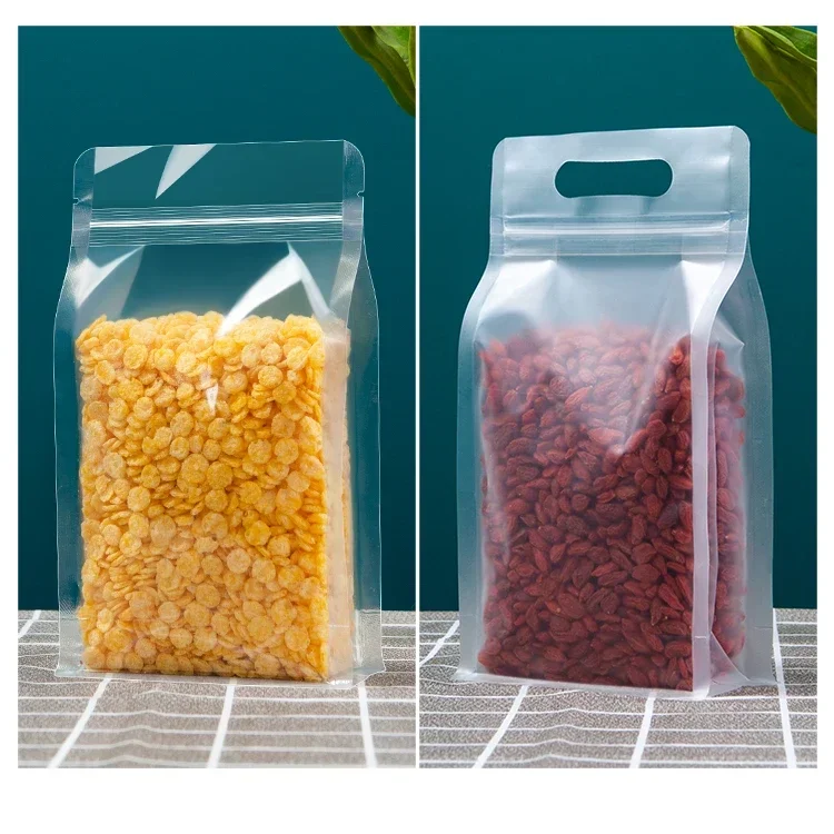 Food Storage Bags Reusable - 50pcs Transparent Frosted Ziplock Bags with