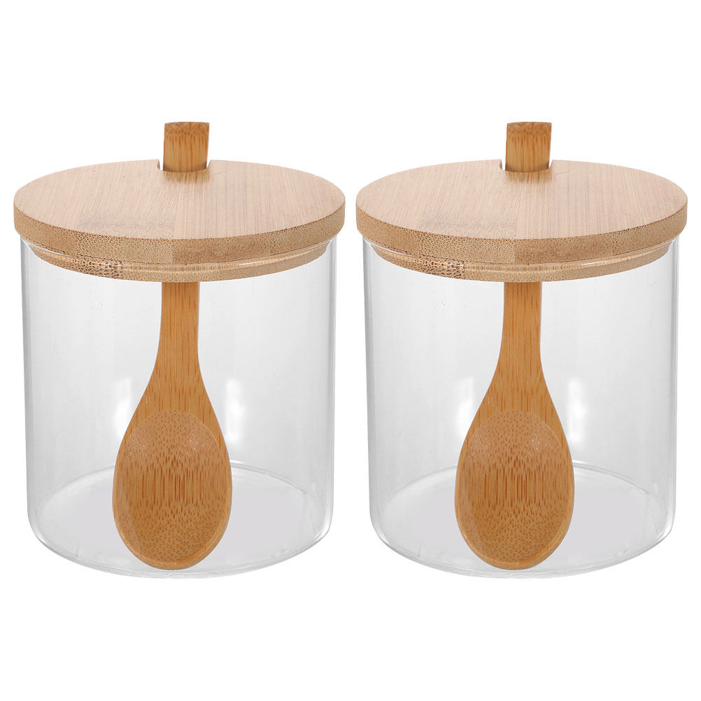 Food Storage Container - 2Sets Clear Glass Seasoning Containers with
