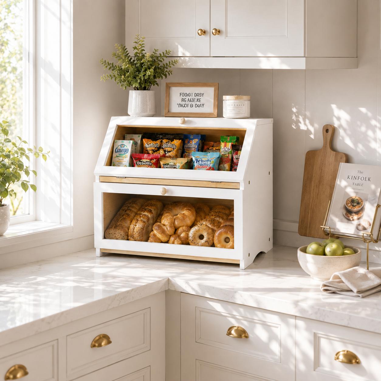 HOMEKOKO Double Layer Bread Bo - Food Storage Box Large recension och pris
