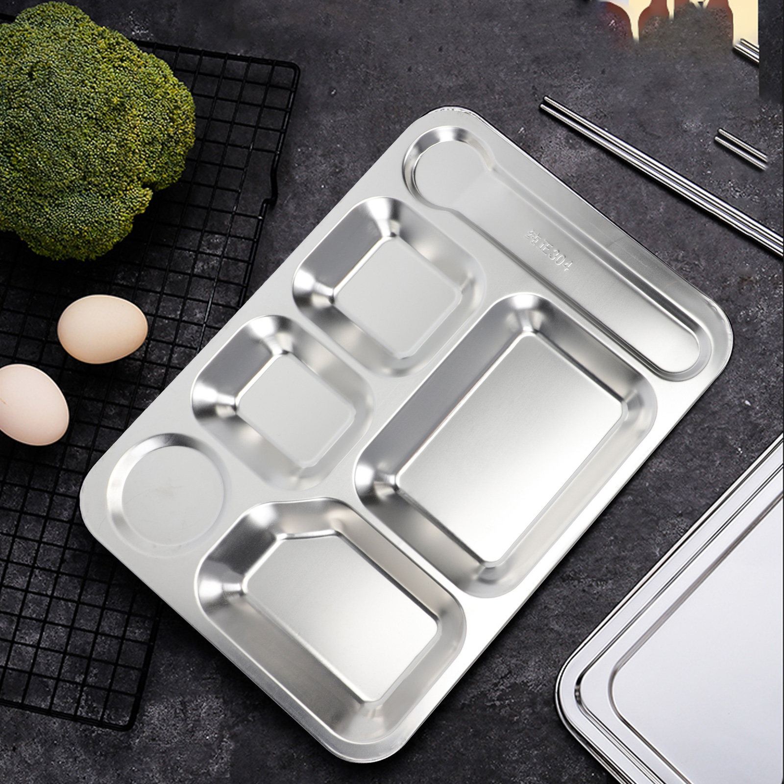 1pc Stainless Steel 6-Compartm - Storage Food Prep recension och pris