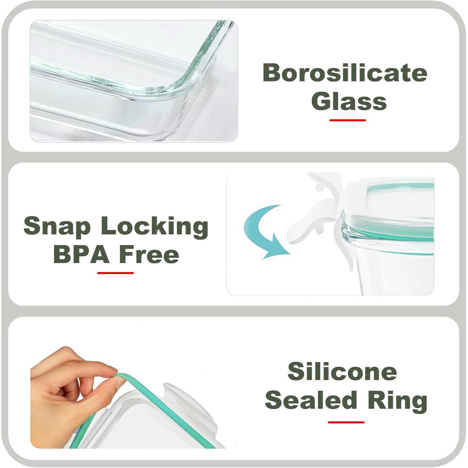 Portable Glass Kitchen Food Co - Food Storage Box Large recension och pris