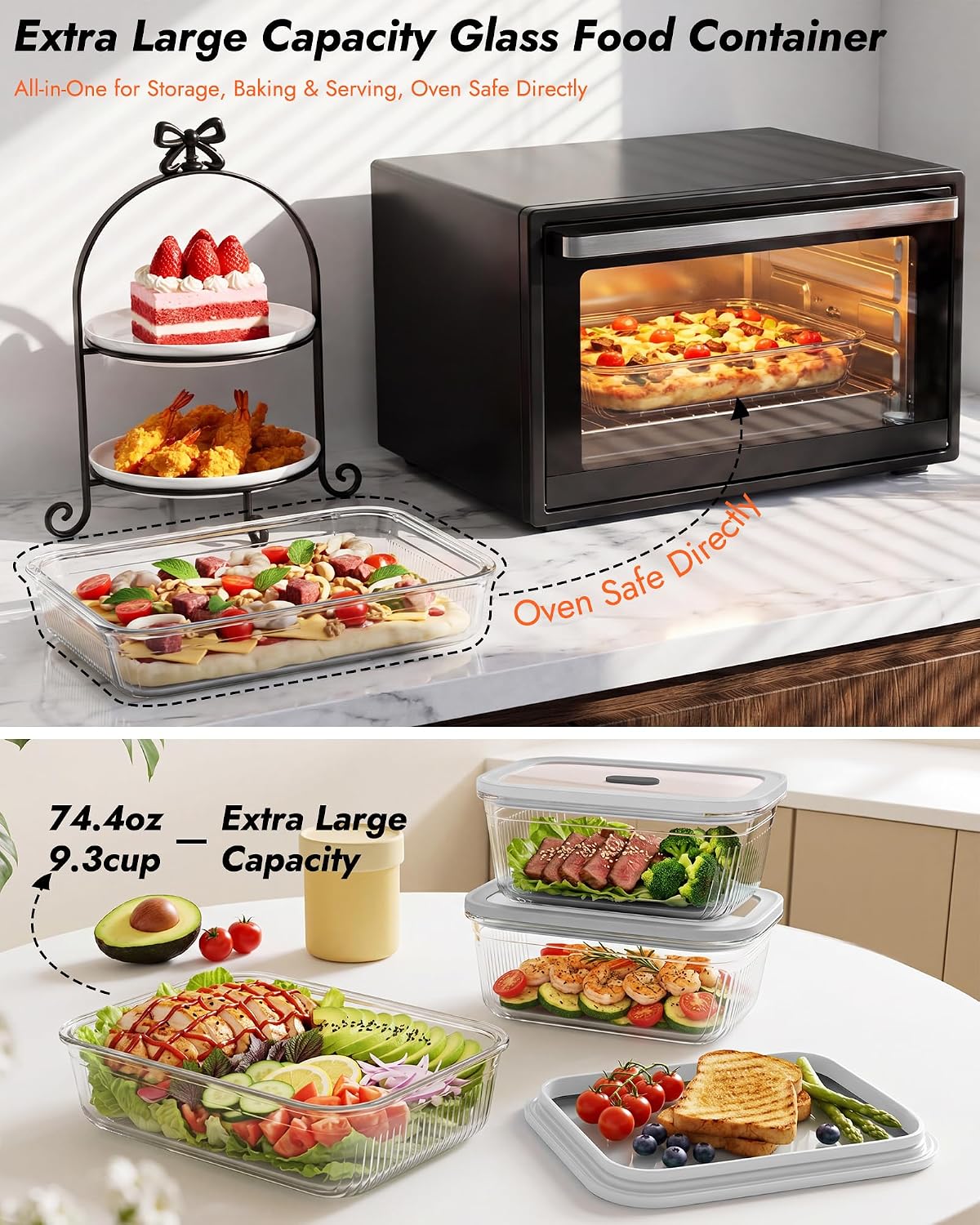 2 Pack Glass Food Storage Cont - Storage Food Prep recension och pris