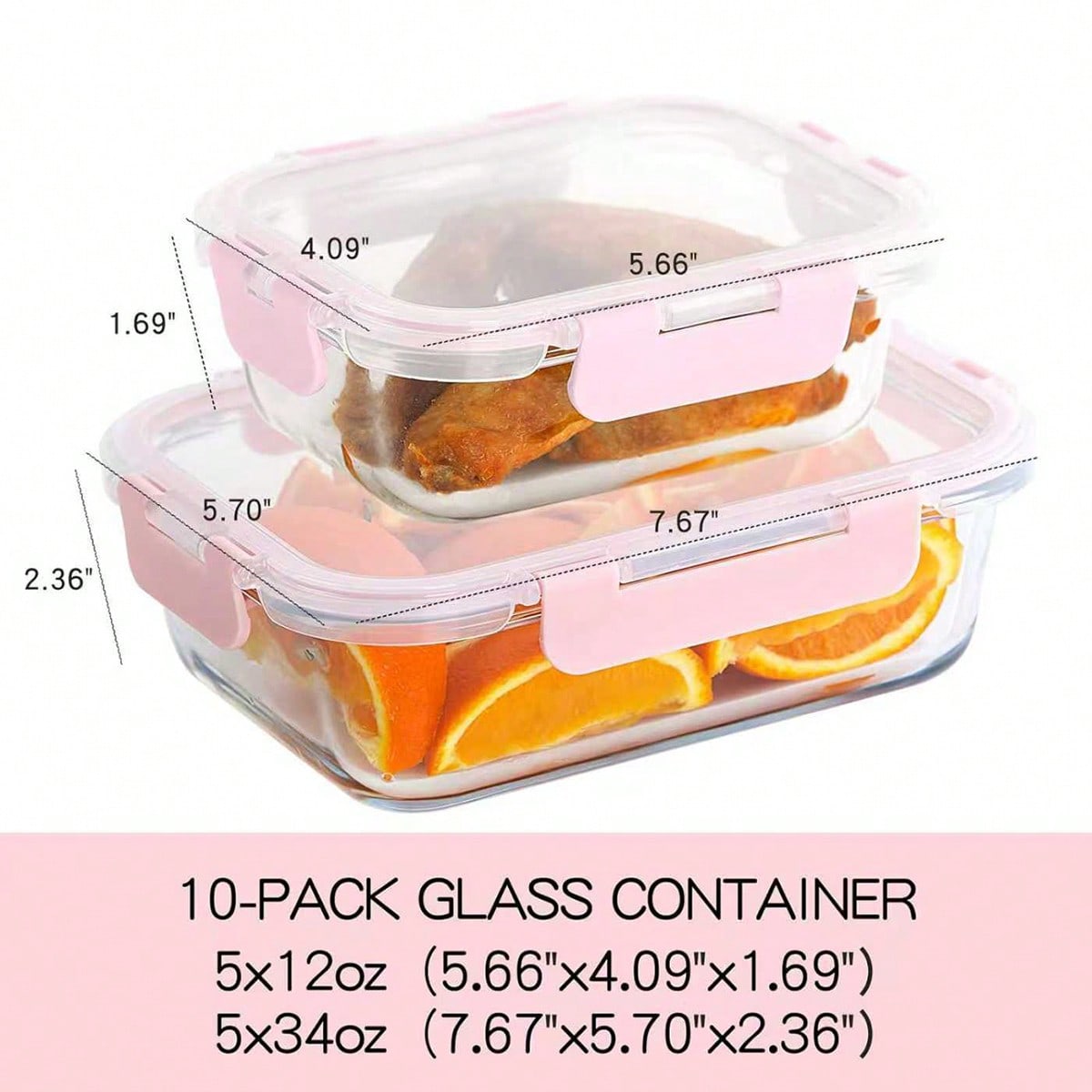 10 Pack Glass Meal Prep Contai - Storage Food Prep recension och pris