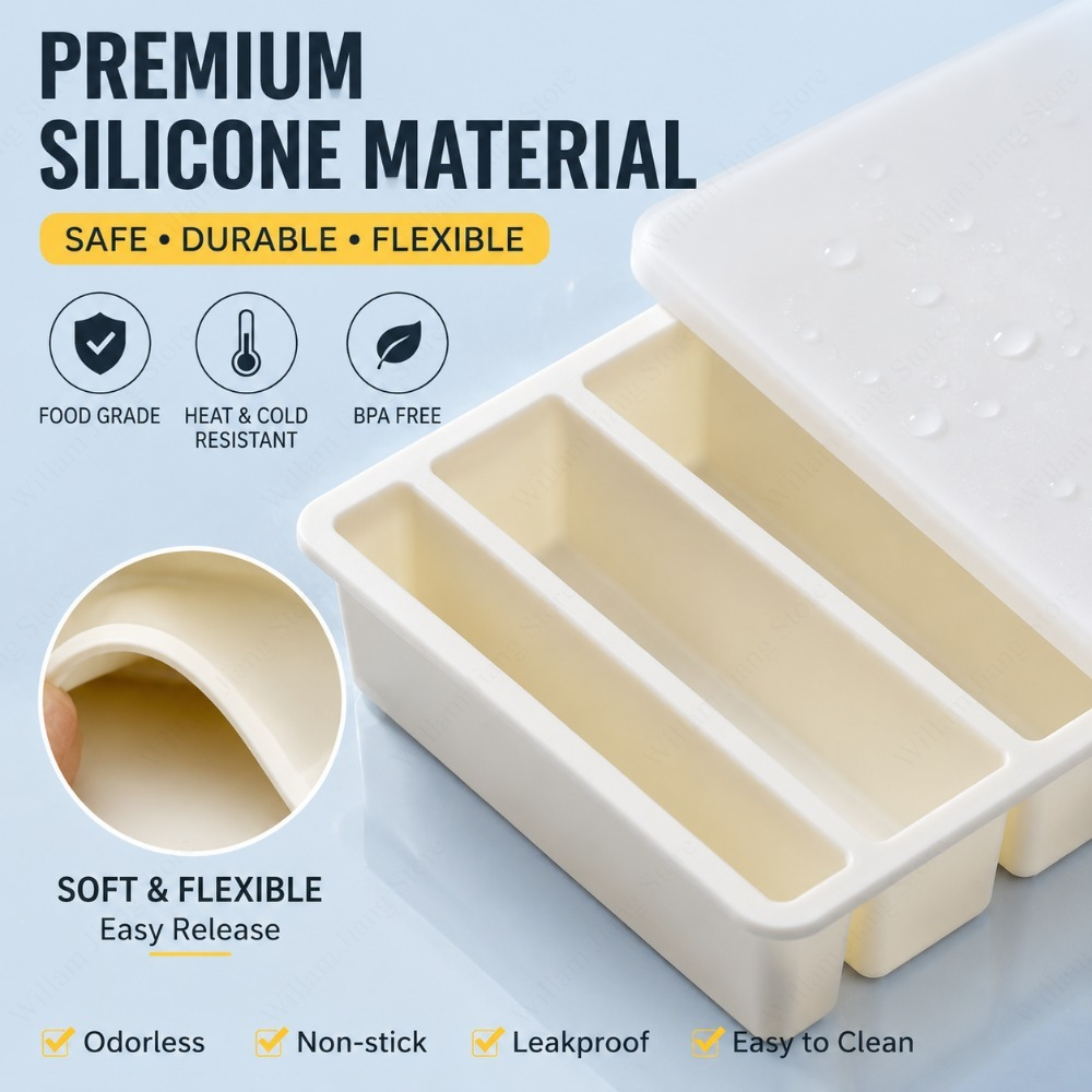 Durable Silicone Freezing Tray - Storage Food Prep recension och pris