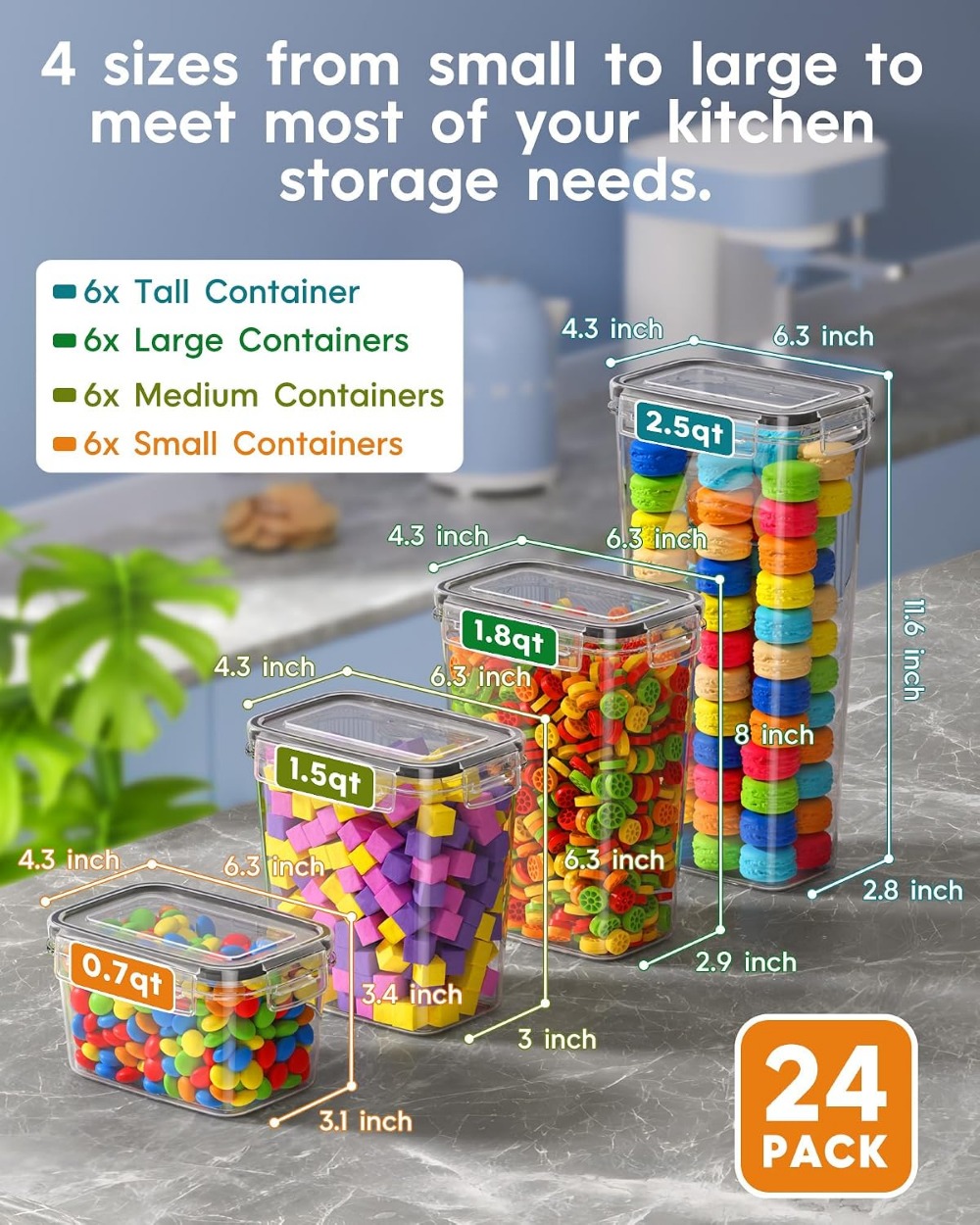 24 PCS Airtight Food Storage C - Food Storage Container recension och pris